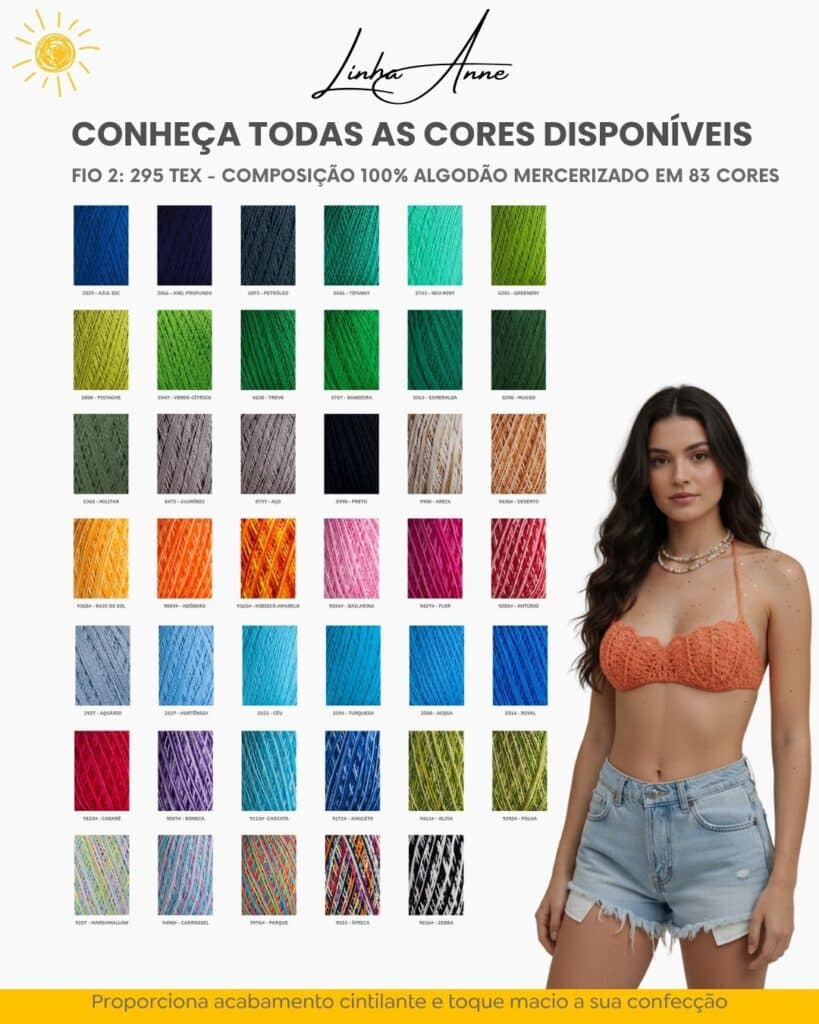 Catalogo de cores linha Anne 100 algodao da croche by line 1