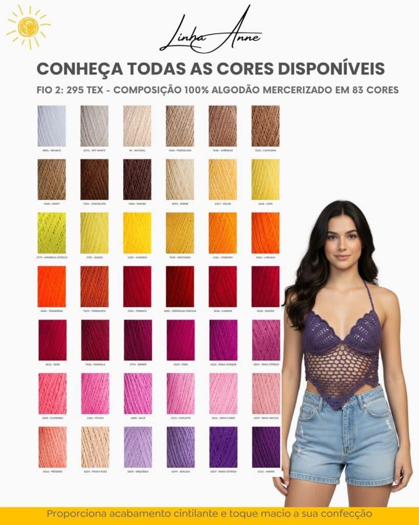 Catalogo de cores linha Anne 100 algodao da croche by line