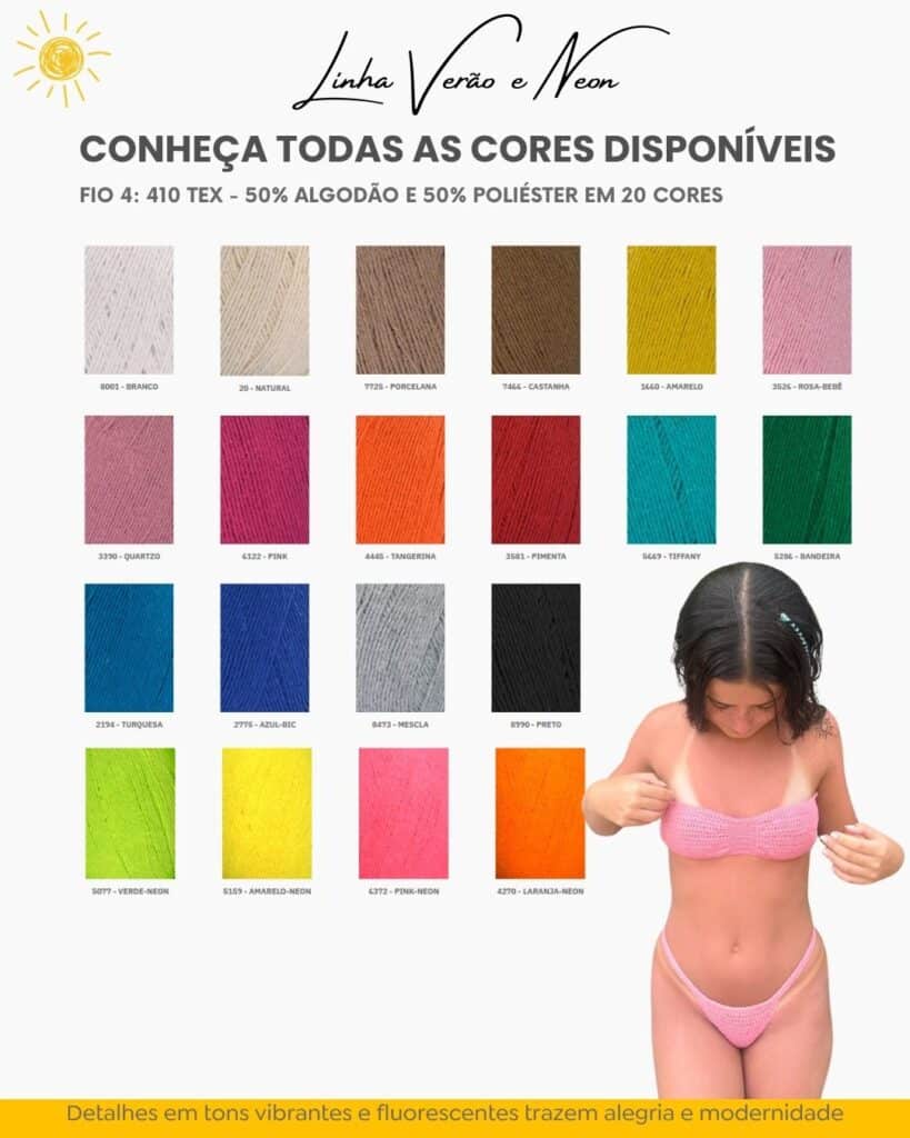 Linha Verao e Neon Catalogo de cores da croche by line