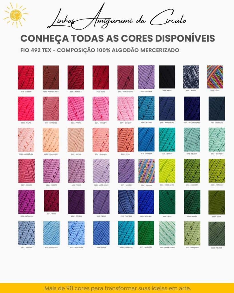 Linha amigurumi Catalogo de cores da croche by line 1