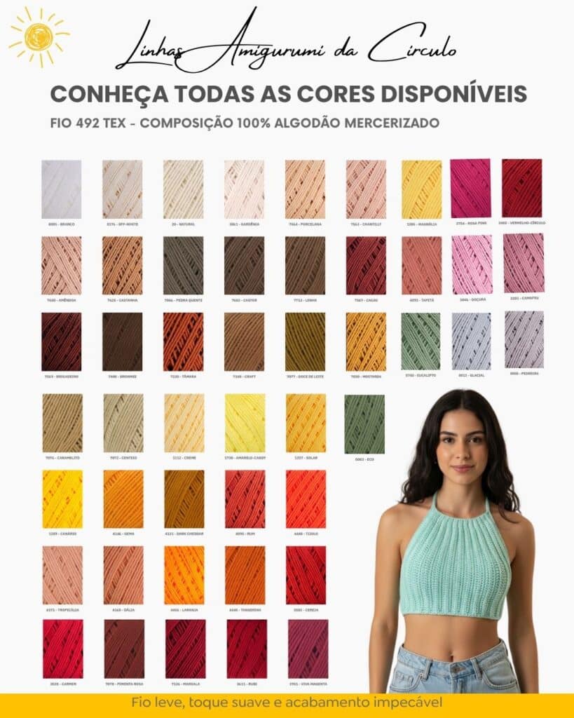 Linha amigurumi Catalogo de cores da croche by line