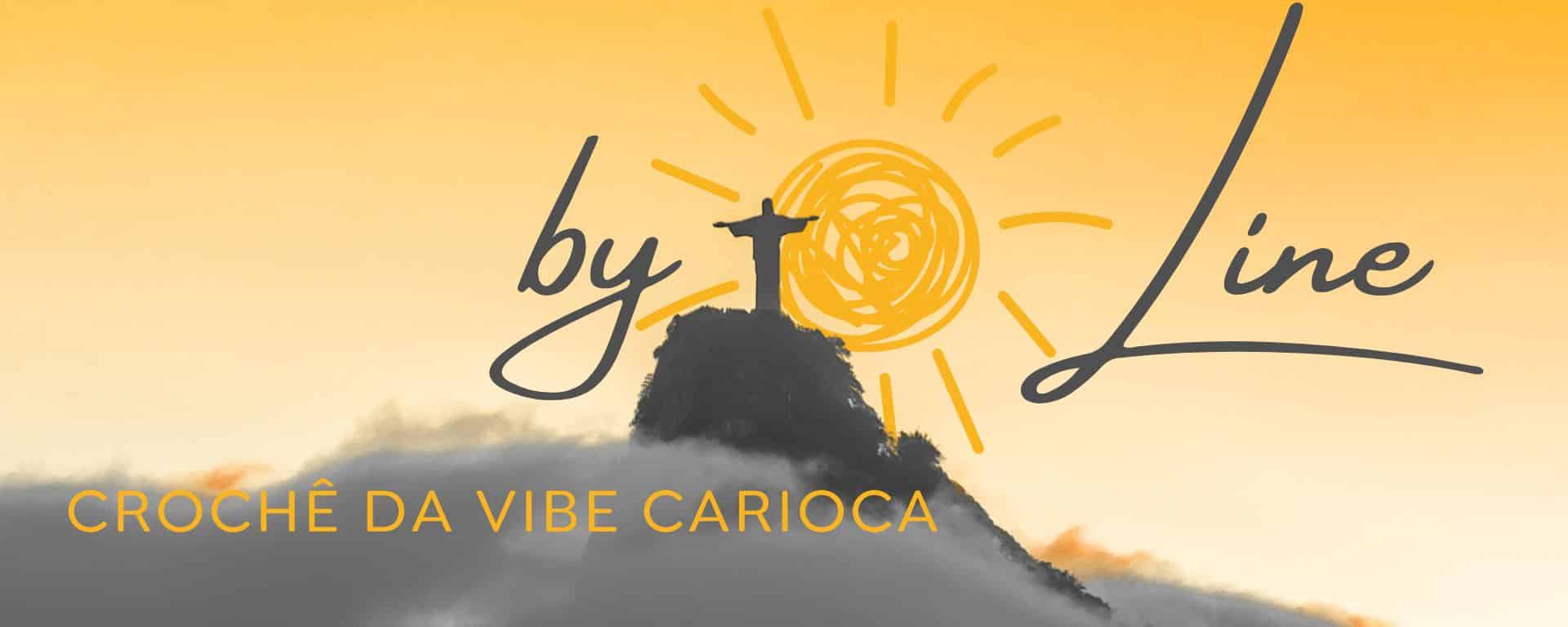 Banner principal Crochê by Line apresentando o logotipo da marca com elementos do Rio de Janeiro e sol, focado em moda de crochê artesanal e coleções de verão