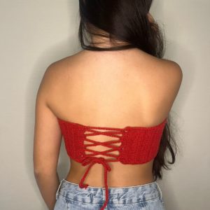 Top Faixa Madu de Crochê