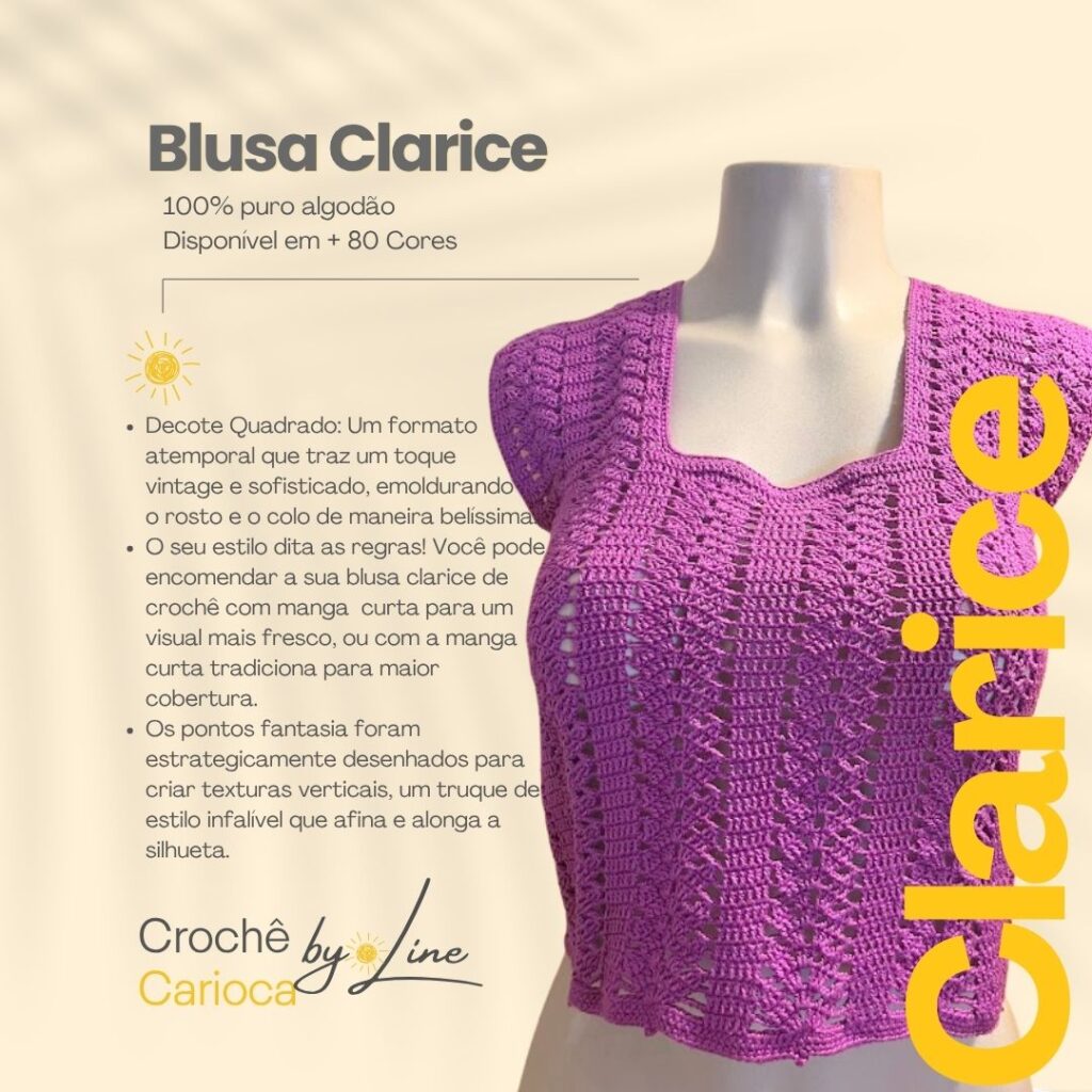 CROCHÊ BY LINE - Produto à Venda sob medida - catalogo de produtos - Conjunto Clarice decote quadrado