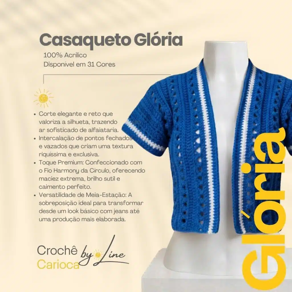 Casaqueto de Crochê de lã acrílica