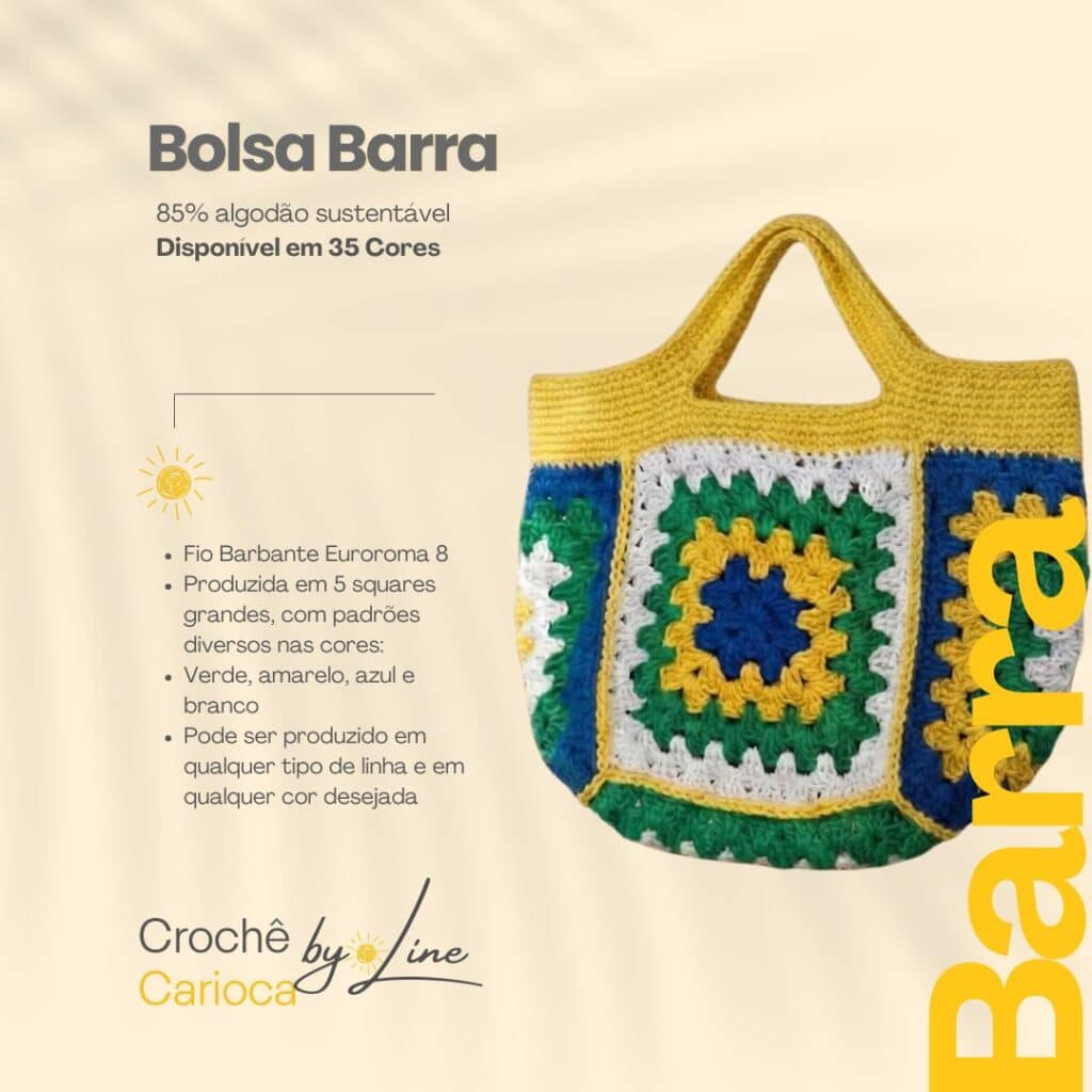 Coleção Brasil - Bolsa barra CROCHÊ BY LINE - Produto à Venda sob medida - catalogo de produtos