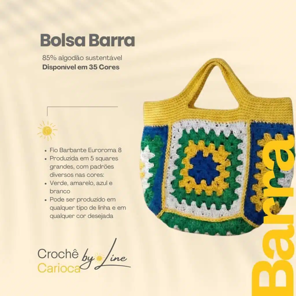 Bolsa de Crochê Grande, em square