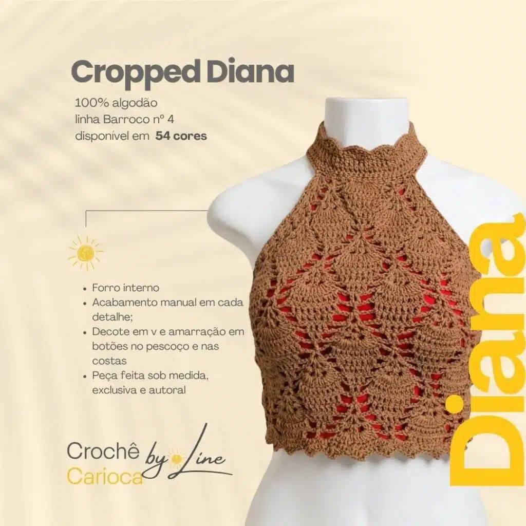 Cropped de crochê em barbante para inverno