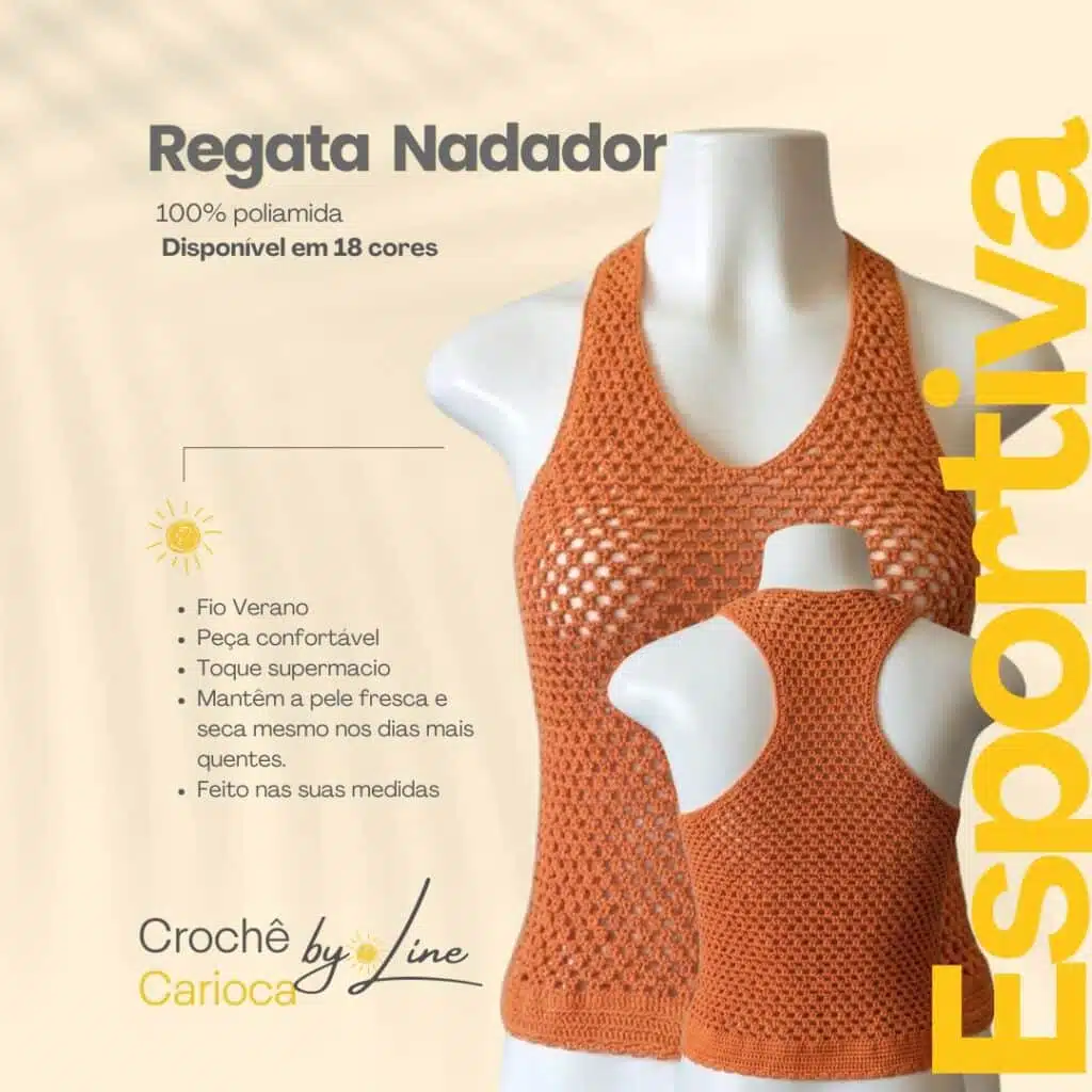 Regata nadador de crochê
