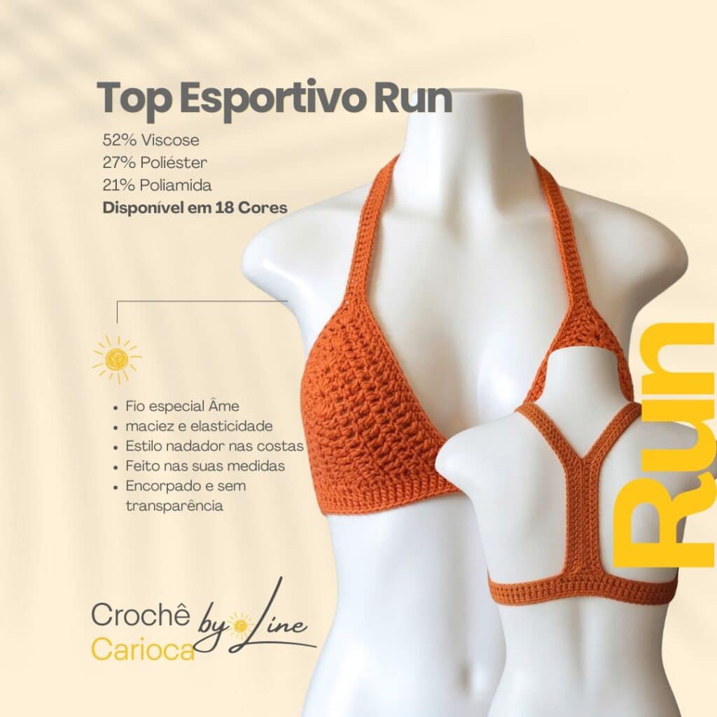 Top Esportivo Run CROCHÊ BY LINE - Produto à Venda sob medida - catalogo de produtos