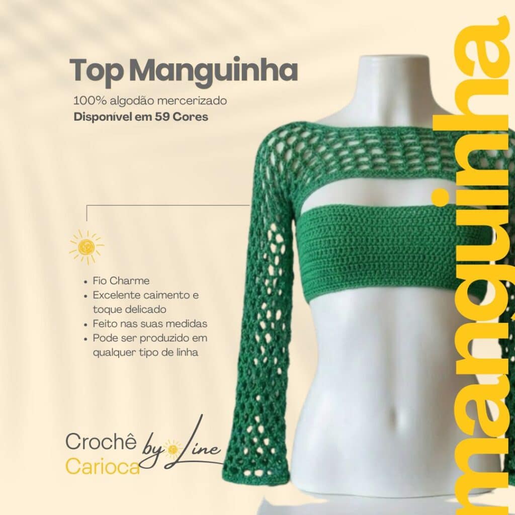 Top Manguinha CROCHÊ BY LINE - Produto à Venda sob medida - catalogo de produtos