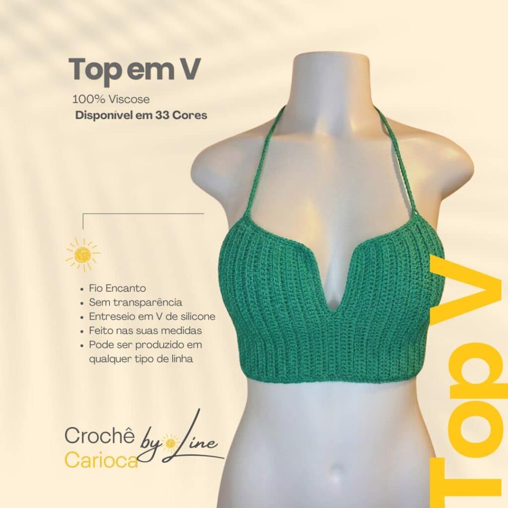 Top em V CROCHÊ BY LINE - Produto à Venda sob medida - catalogo de produtos