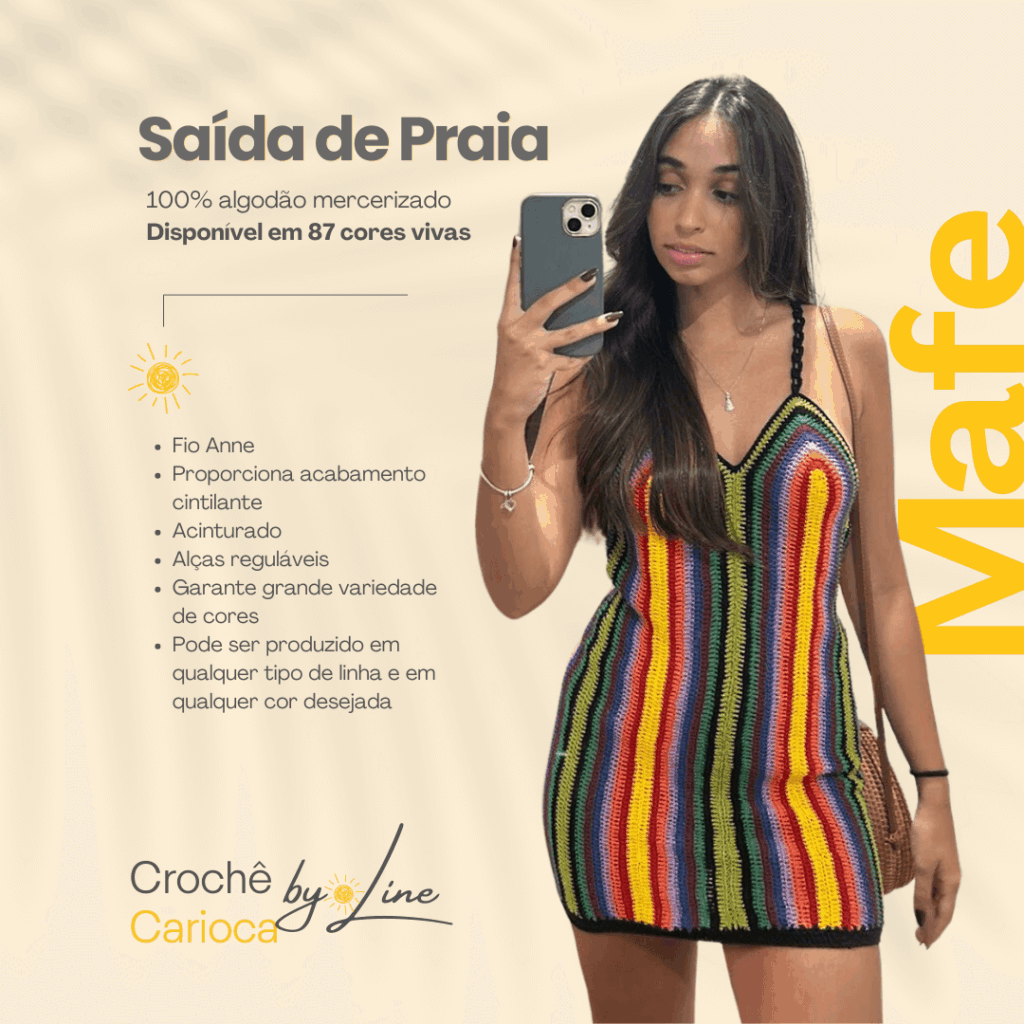 Vestido colorido de croche - saída de praia