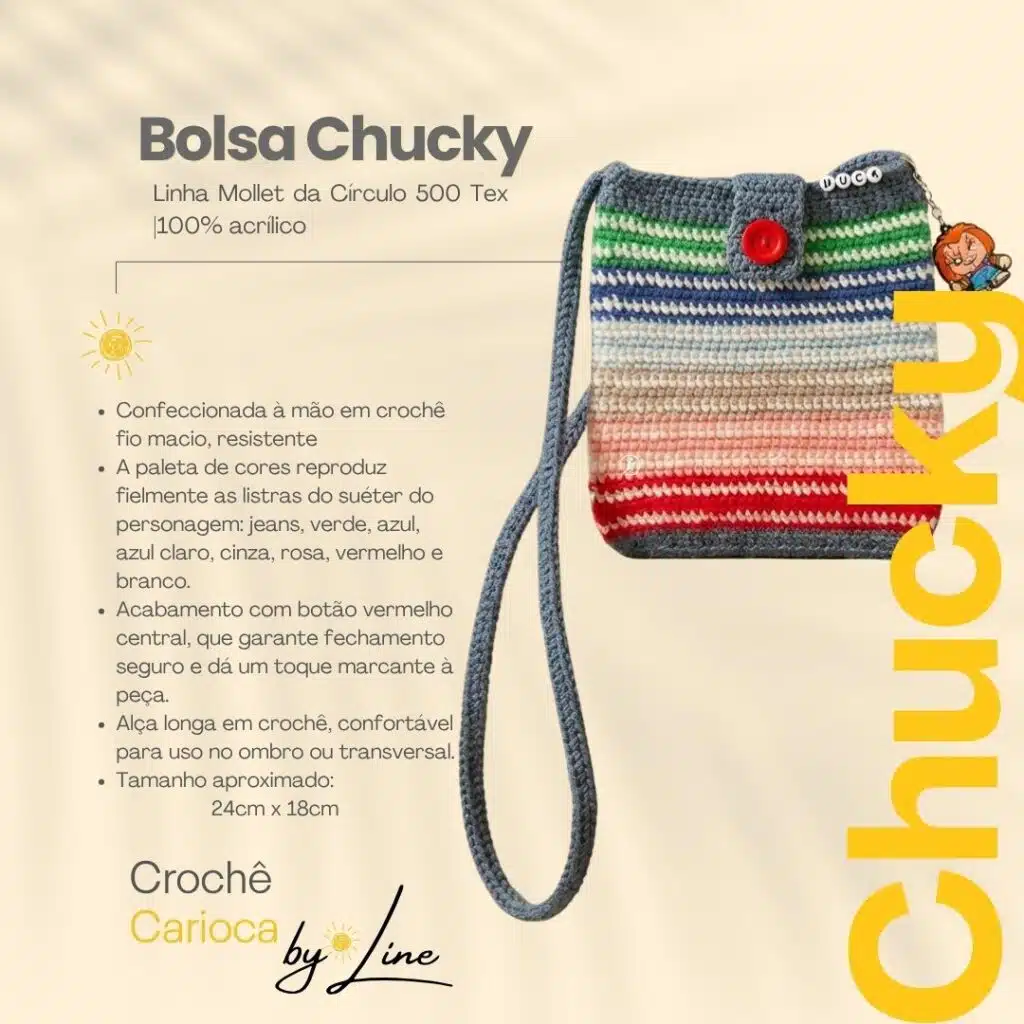 bolsa classicos do terror em crochê - chucky