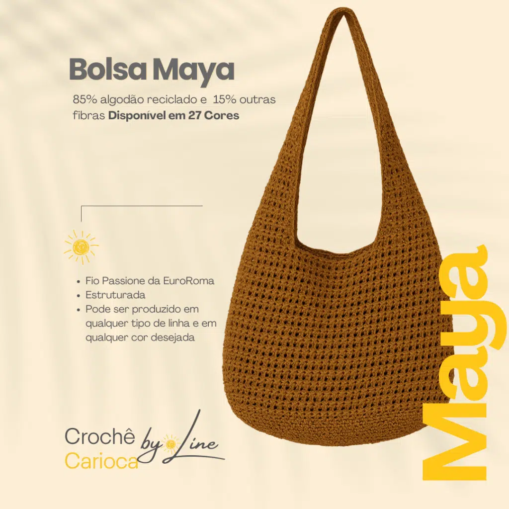 bolsa de crochê telada média