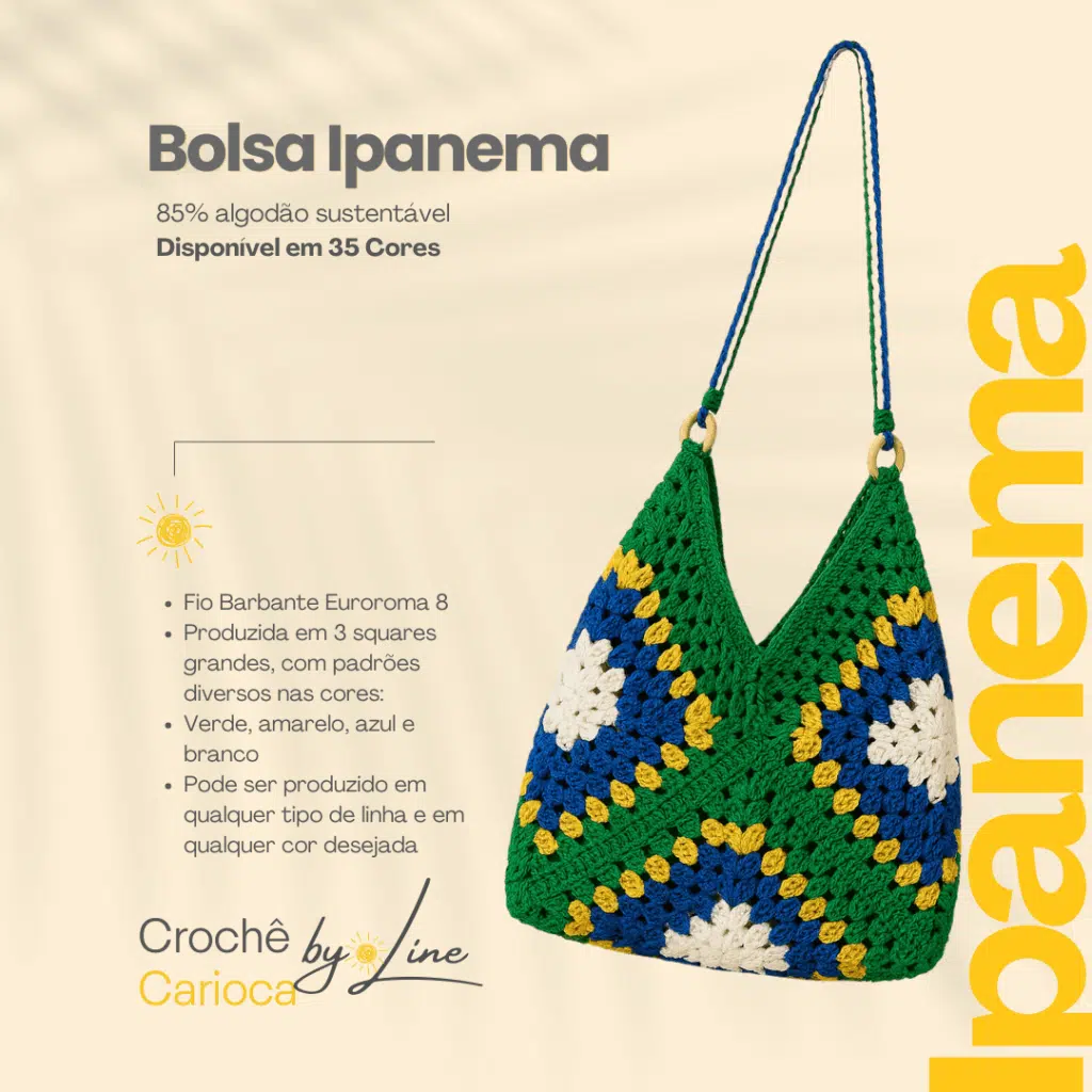 Bolsa de Crochê grande - Square colorido