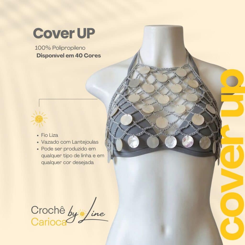 Cover Up lantejoulas de crochê