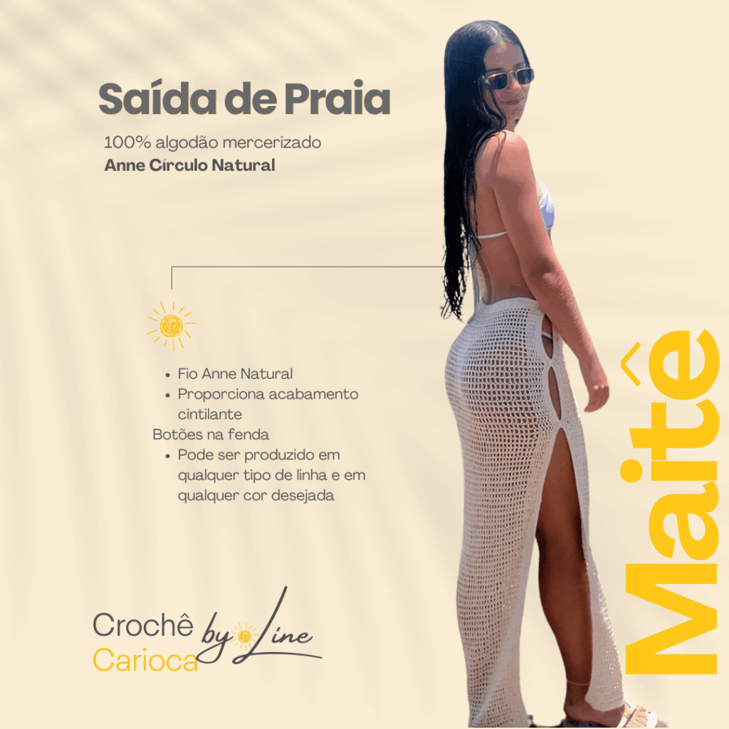 saia longa saida de praia de croche by line