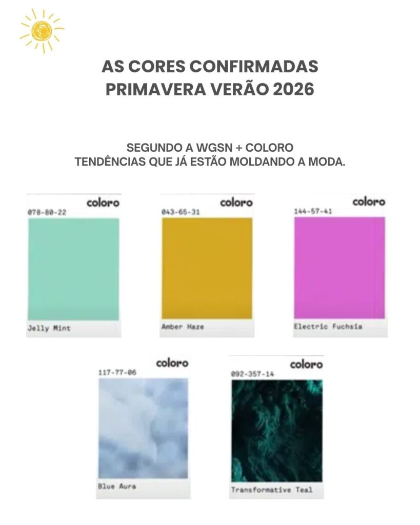 combinacao de cores e tendencia de cores primavera verao 2026
