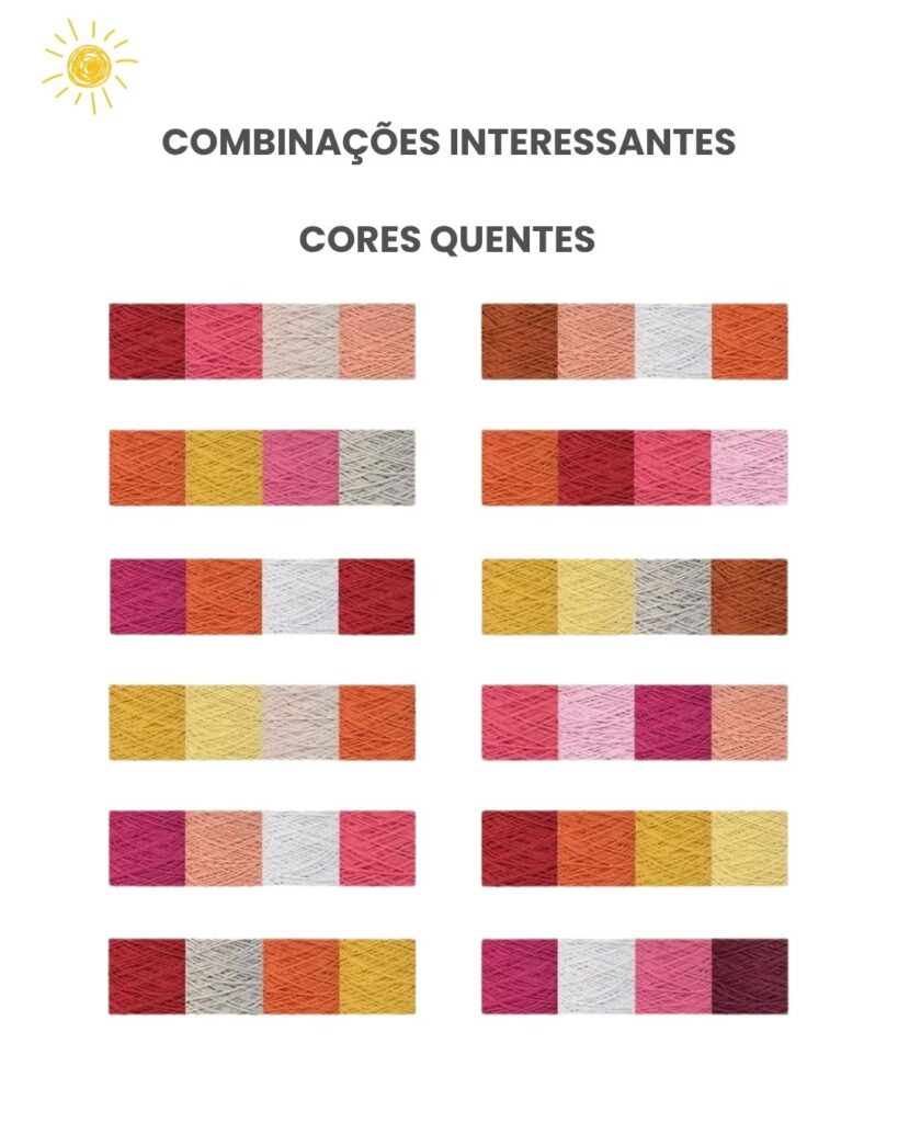 combinacoes cores quentes para croche