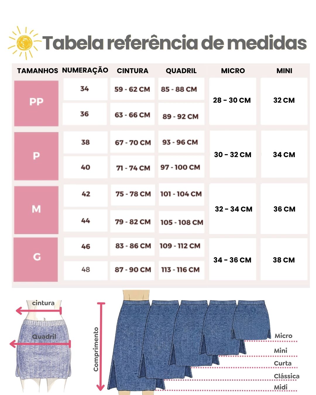 Saia Tess 3 tabela referencia de medidas da crochê by lines