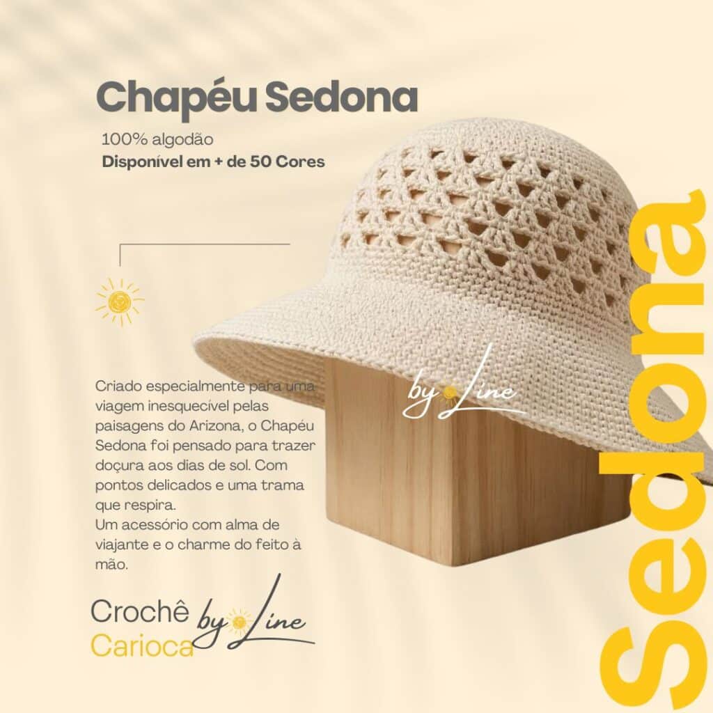 Chapeu Sedona de crochê by line