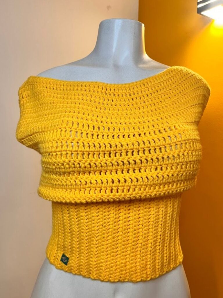 blusa-bardot-de-croche-ombro-a-ombro-amarela-copa - sobmedida