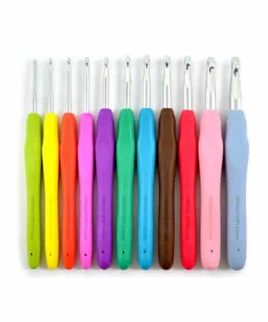 Kit Agulhas de Croche Circulo Soft 11 Tamanhos Cabo Emborrachado Aluminio 1