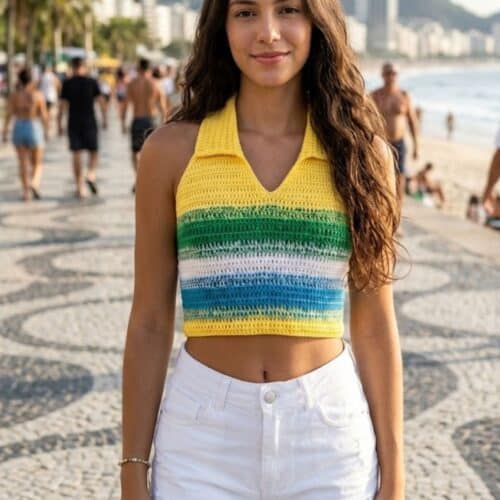 Receita Cropped Gola Polo de Crochê