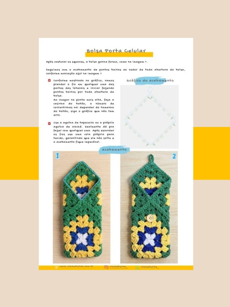 Receita Express: Bolsa Porta Celular de Crochê 5 Receita Express Bolsa Porta celular de Crochê Brasil - crochê by line