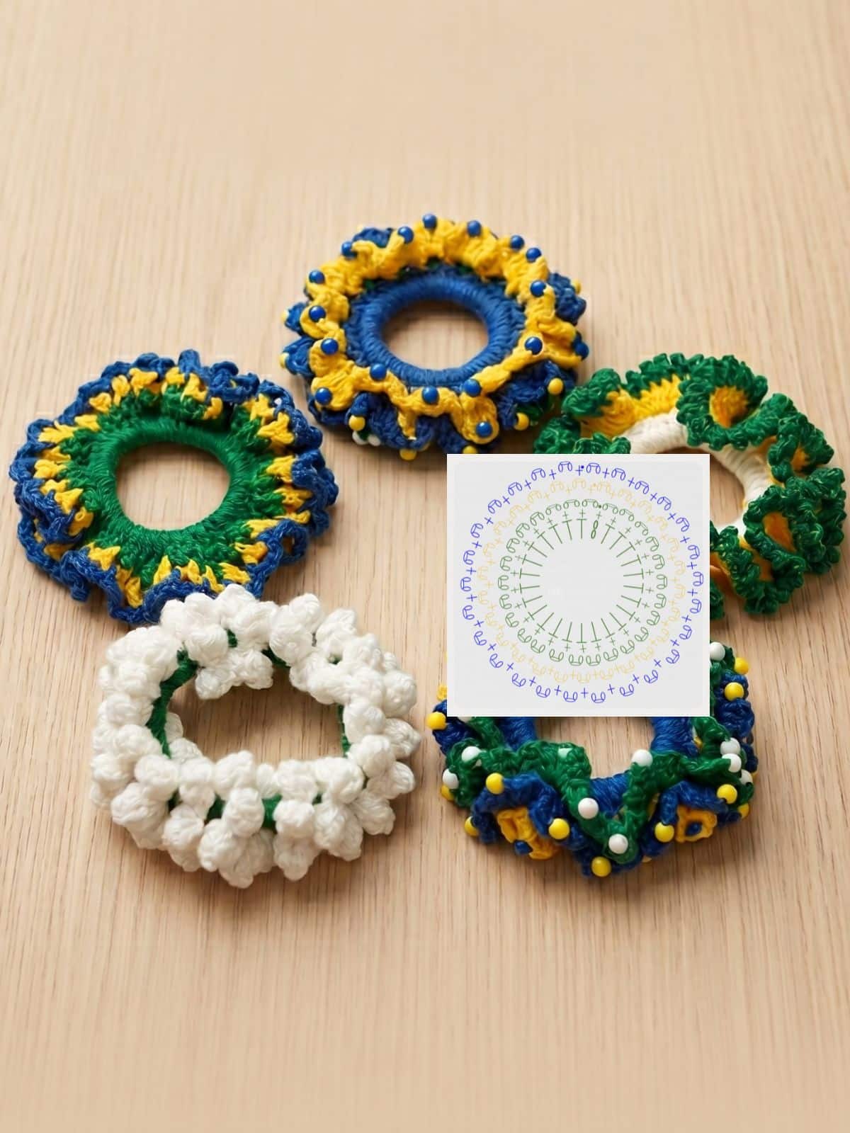 Xuxinha de crochê verde e amarela feita à mão inspirada na Copa do Mundo
