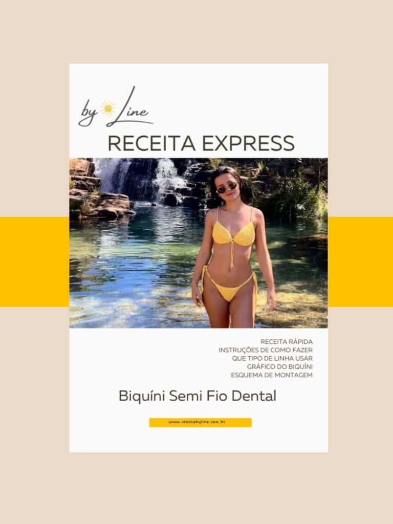 Capa do PDF da Receita do Biquíni Semi Fio Dental Crochê, destacando o modelo amarelo conhecido como Biquíni Chapada