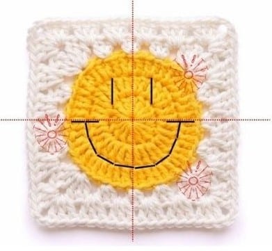 Grafico do Gabarito 3 Carinha Apaixonada Square de Emoji em Croche bordado