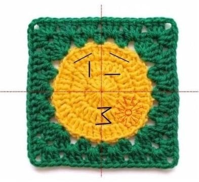 Grafico do Gabarito1 beijo apaixonado Square de Emoji em Croche bordado