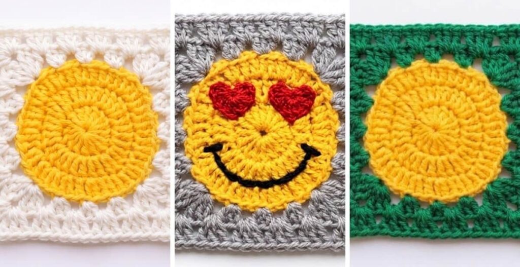Como Bordar Carinhas no Square Emoji de crochê (3 Gabaritos Gratuitos)