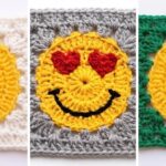 Como Bordar Carinhas no Square Emoji de crochê (3 Gabaritos Gratuitos)